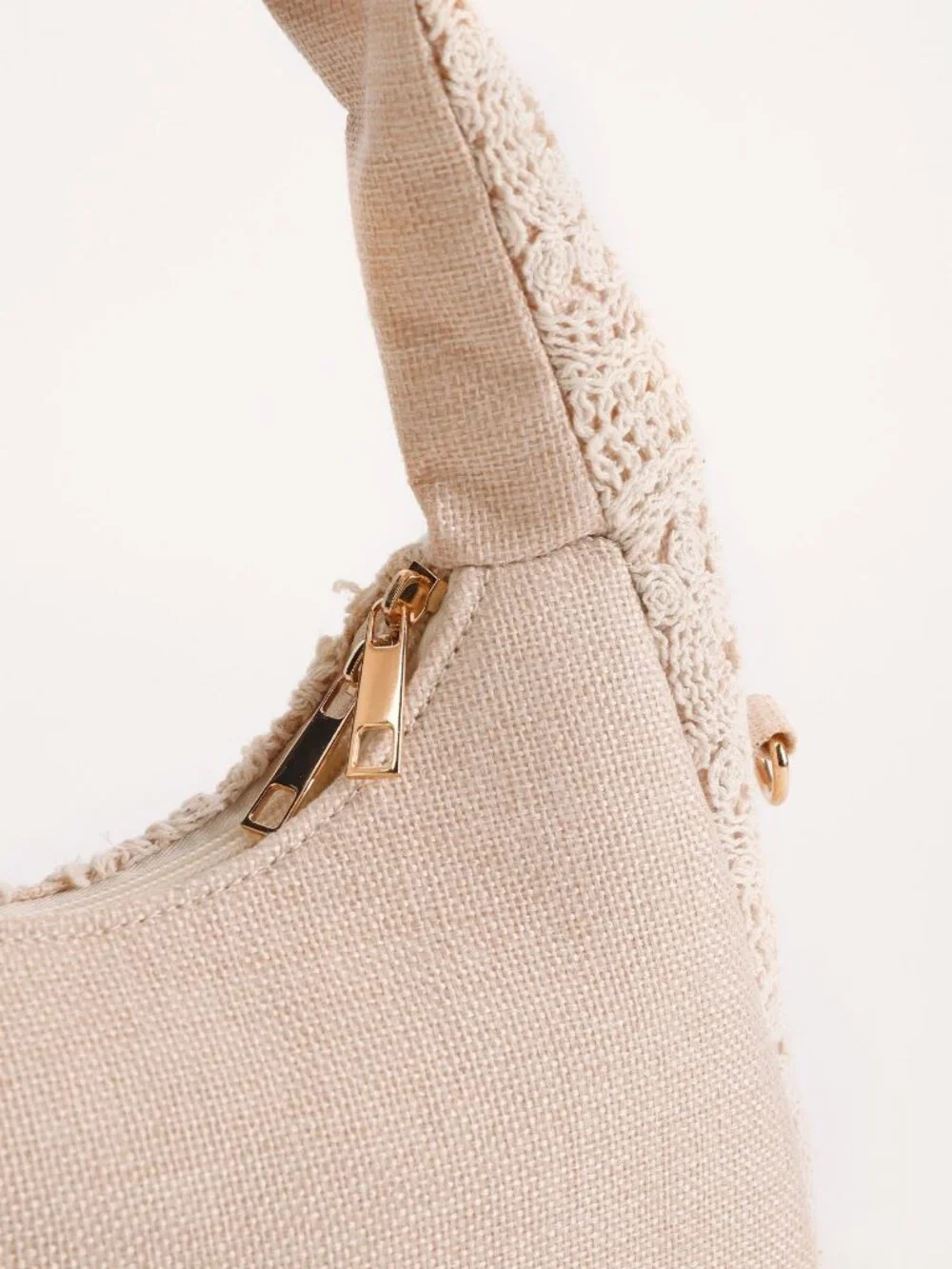 Bohemian Crochet Lace Shoulder Bag, Ivory Floral Hobo Bag, Embroidered Handbag